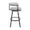 Armen Living Nolagam Swivel Counter Stool in Black Metal with Light Gray Faux Leather 840254335585 - alternate 2